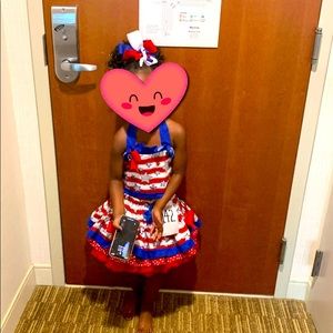 SOLD Patriotic Wear Sz 4. Top & skirt. Includes red petticoat and bow clips